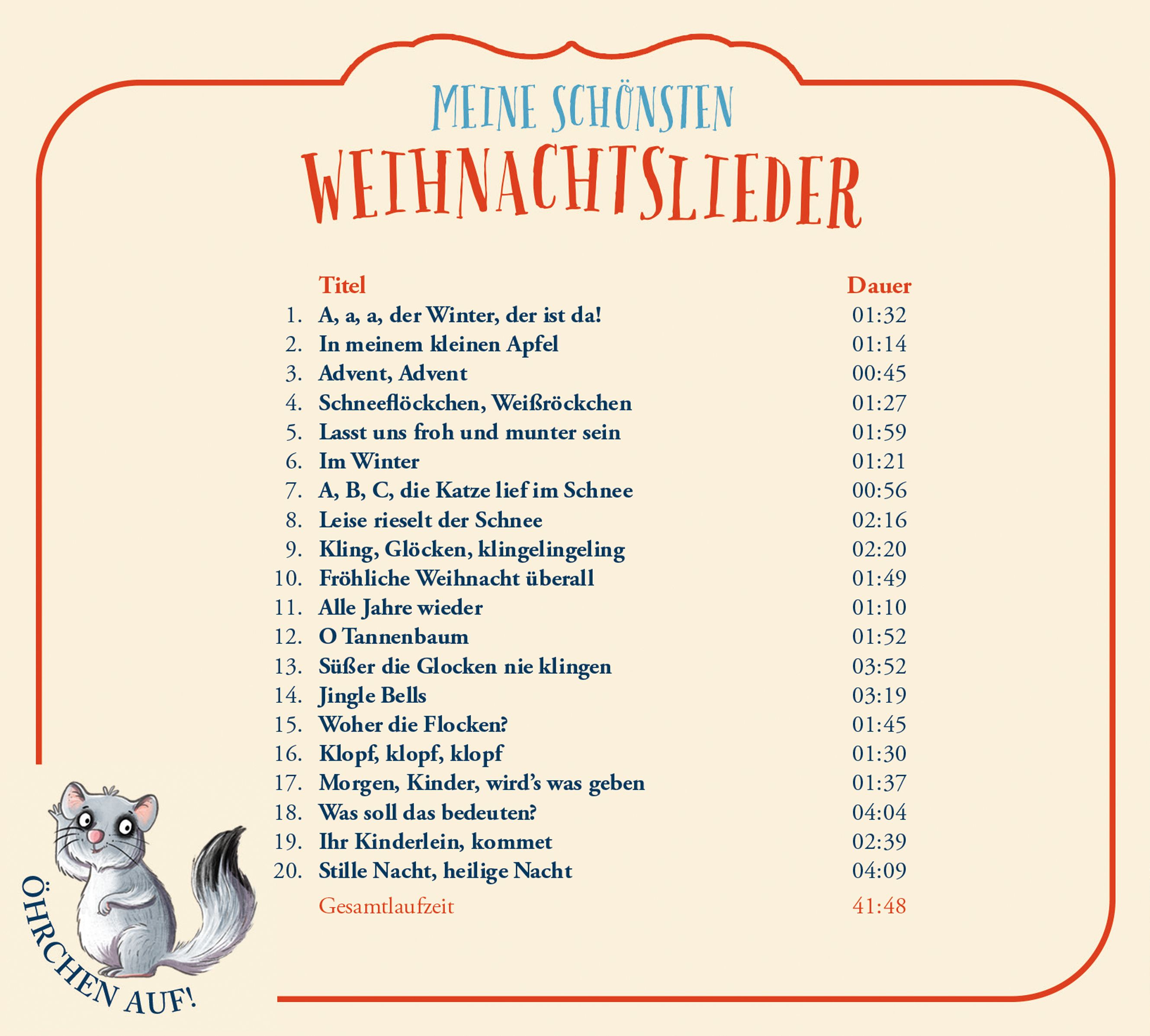 Öhrchen auf! Meine schönsten Weihnachtslieder (Audio-CD)