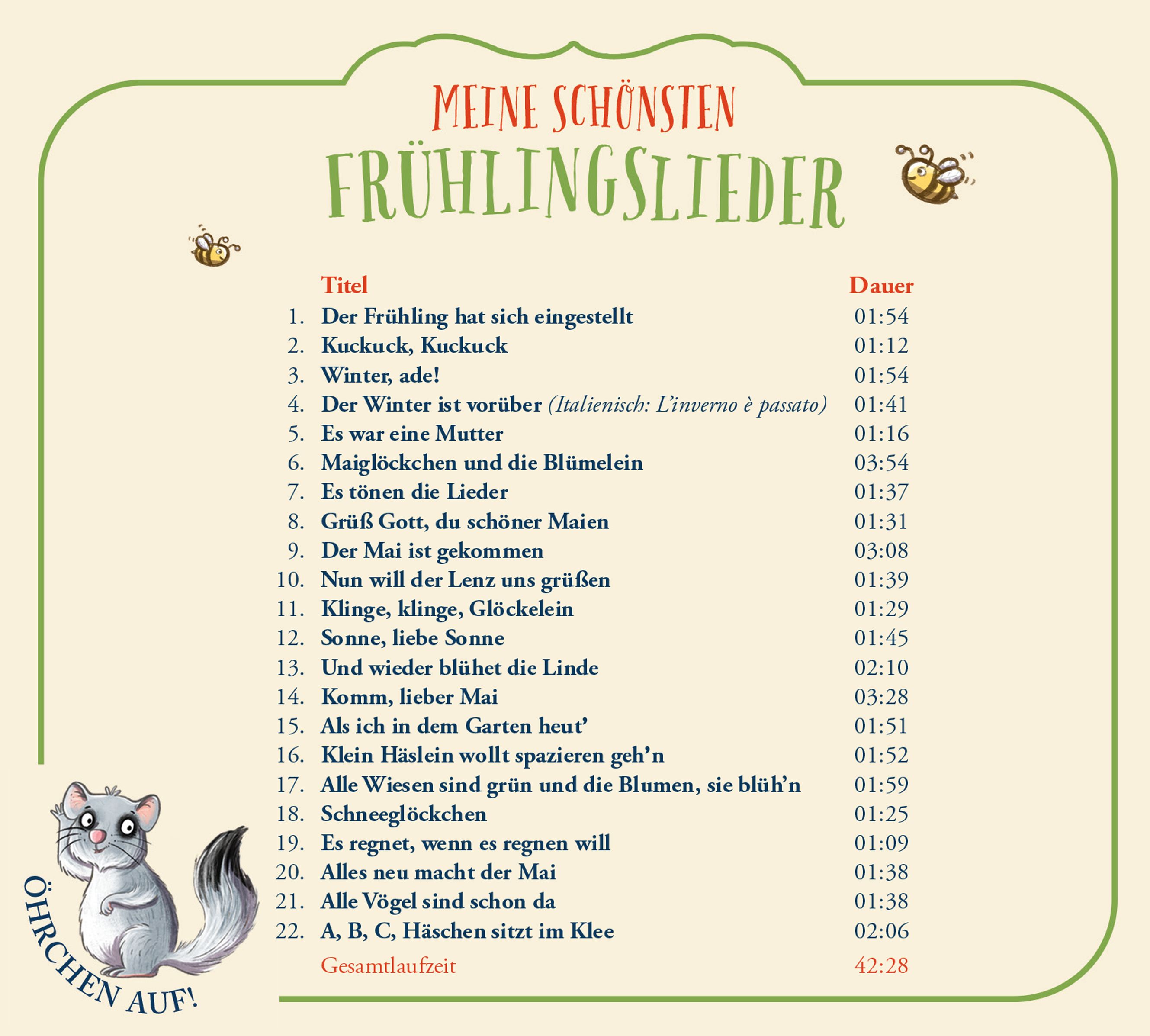 Öhrchen auf! Meine schönsten Frühlingslieder (Audio-CD)