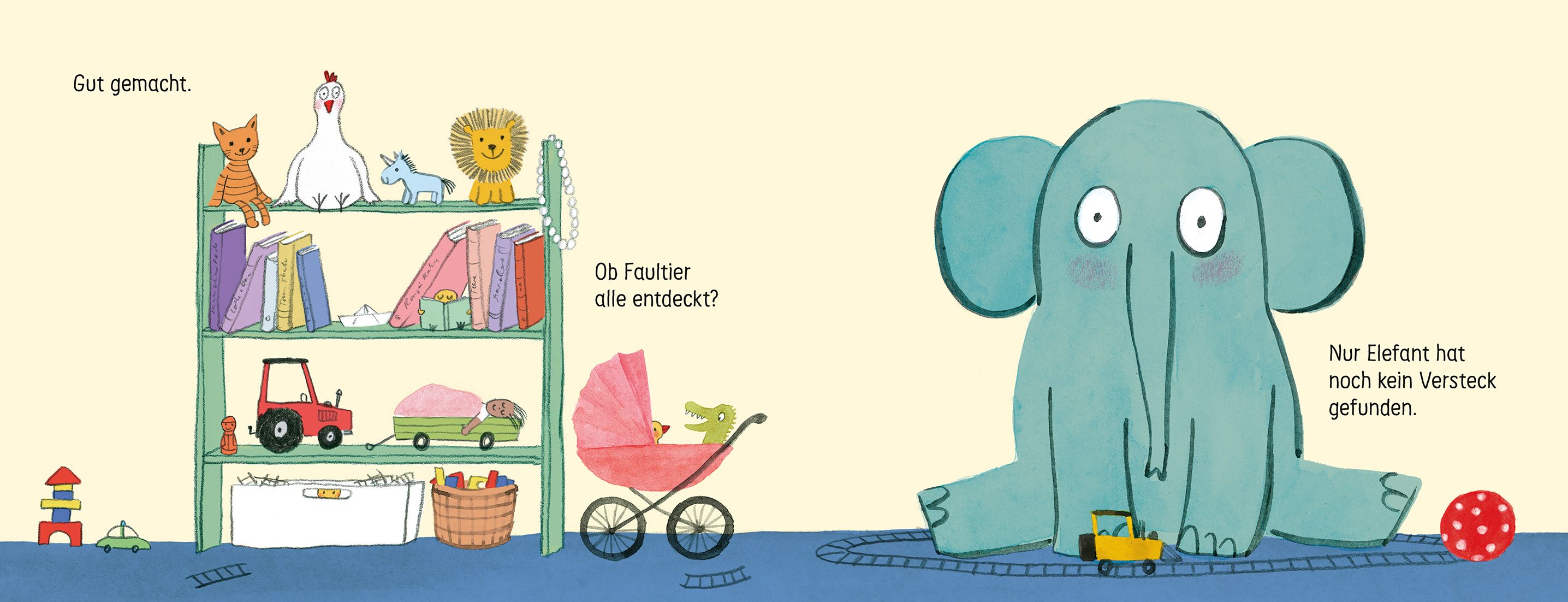 Elefant versteckt sich