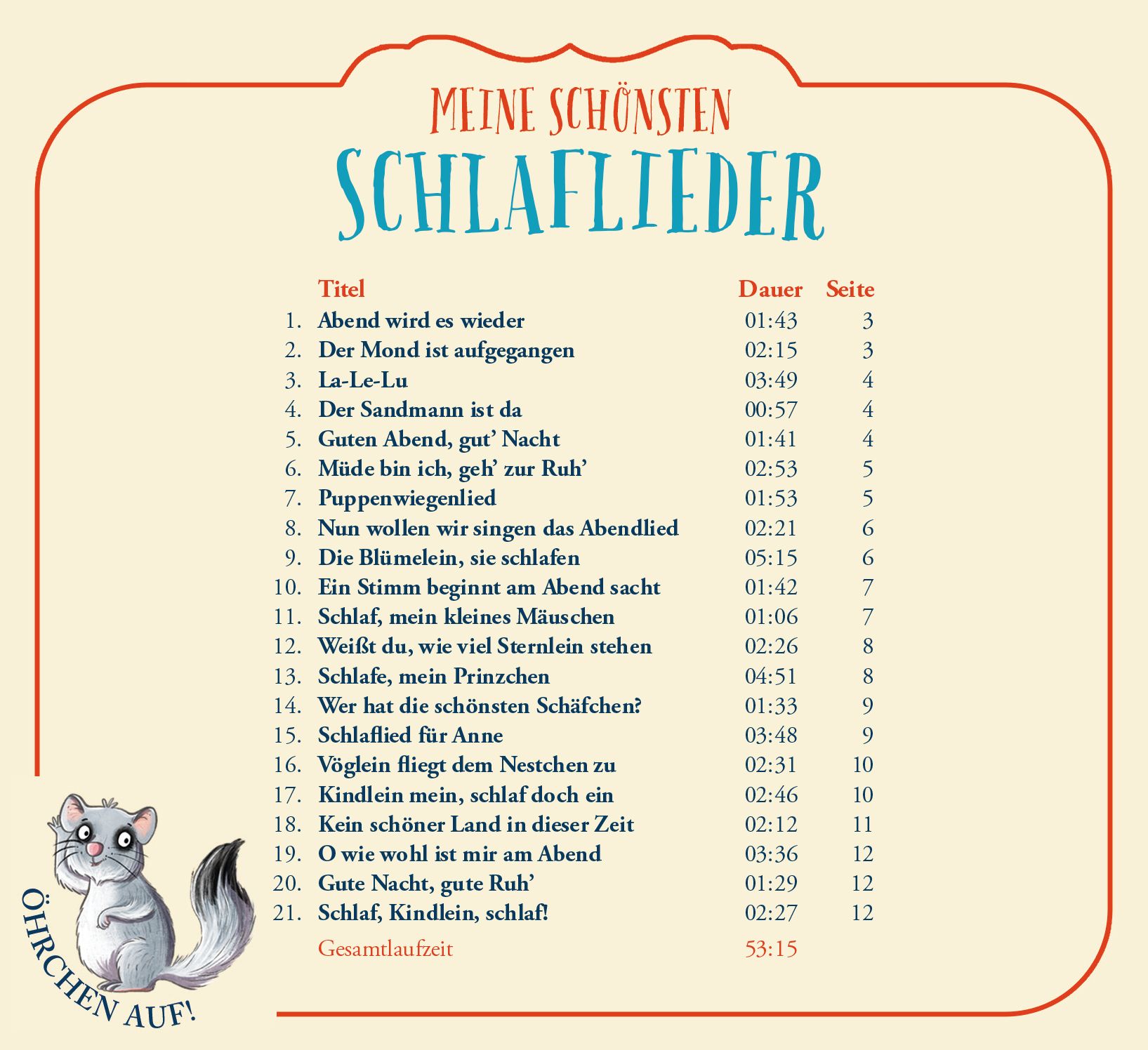 Öhrchen auf! Meine schönsten Schlaflieder (Audio-CD)