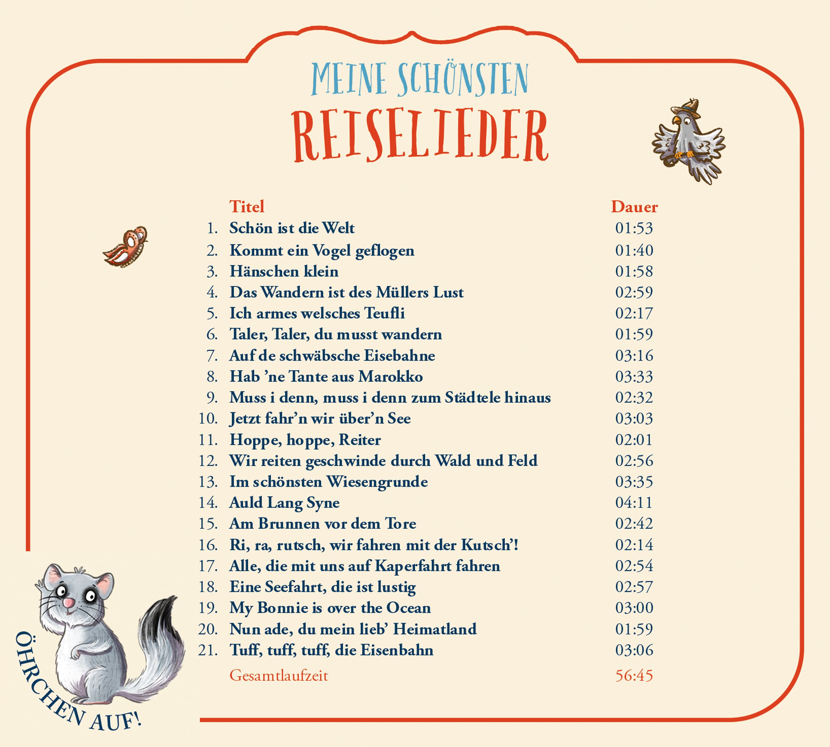 Öhrchen auf! Meine schönsten Reiselieder (Audio-CD)