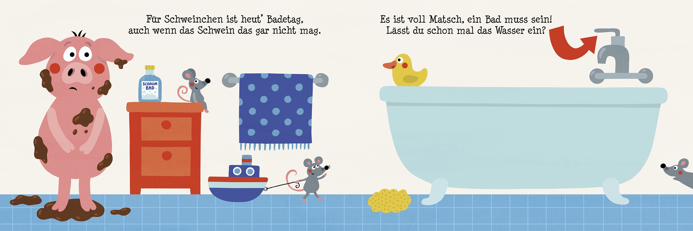 Wie bekommen wir das Schwein bloß in die Badewanne rein?
