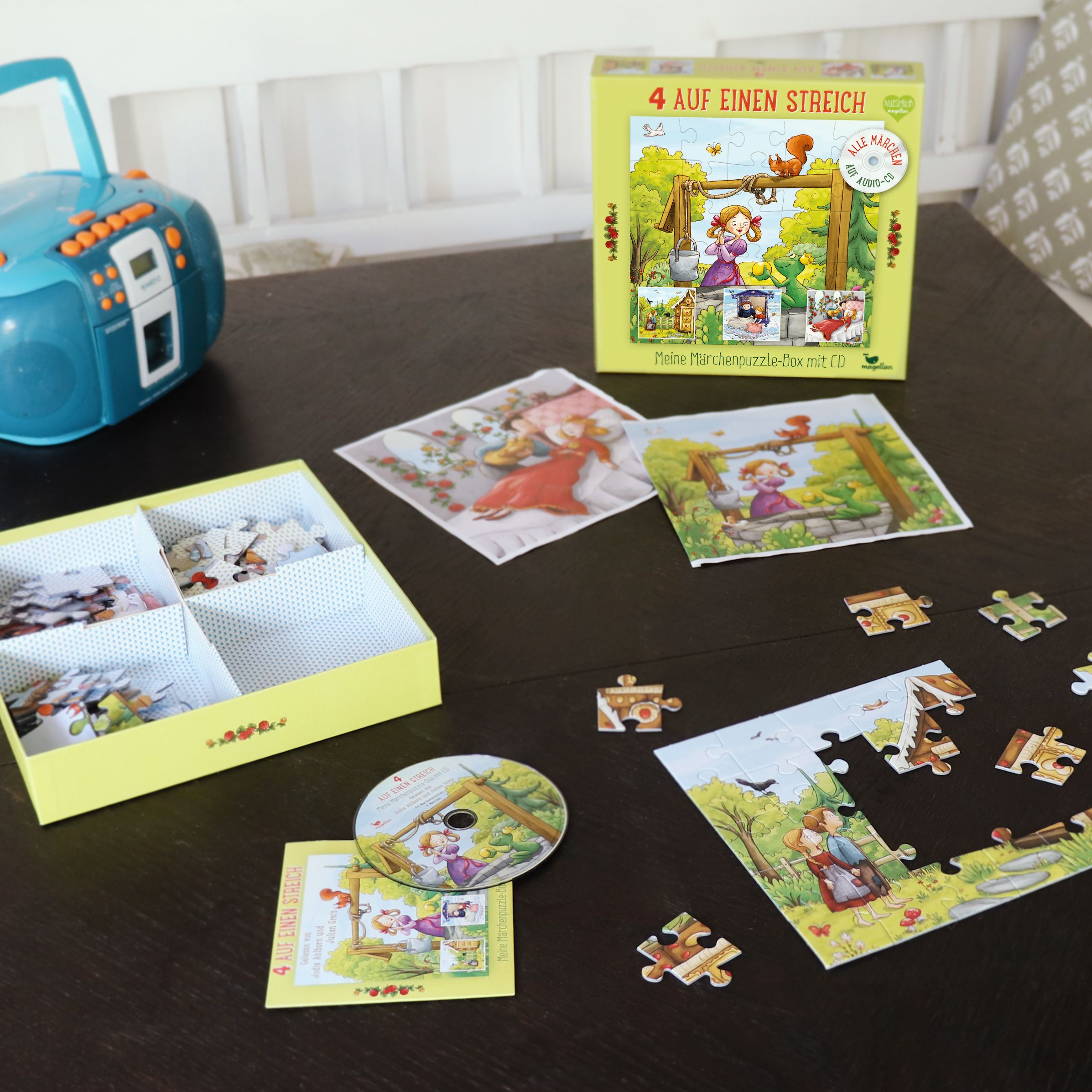 4 auf einen Streich - Meine Märchenpuzzle-Box mit CD